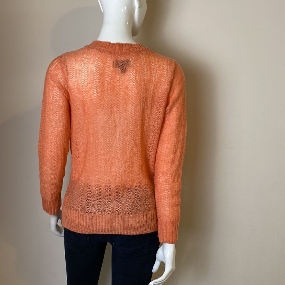 Sonoma Lightweight Orange Loose Knit Sweater V-neckline Cardigan Small NWOT - Picture 4 of 8